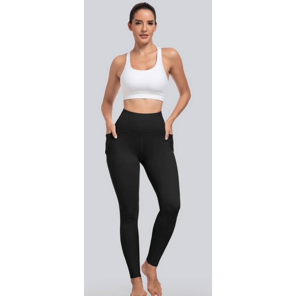 High Waisted Pull On Ankle Leggings Black Size S